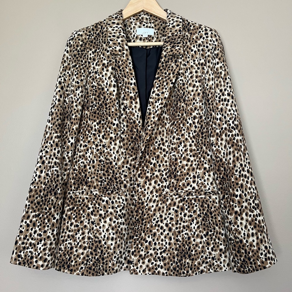 {LOFT} Open Front Leopard Print Blazer - Womens 4